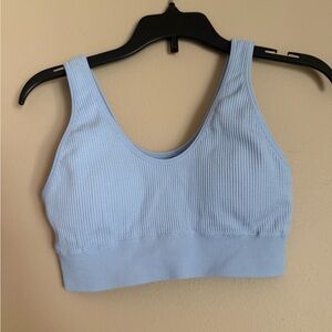 aerie Ribbed Light Blue Scoop Bralette with padding